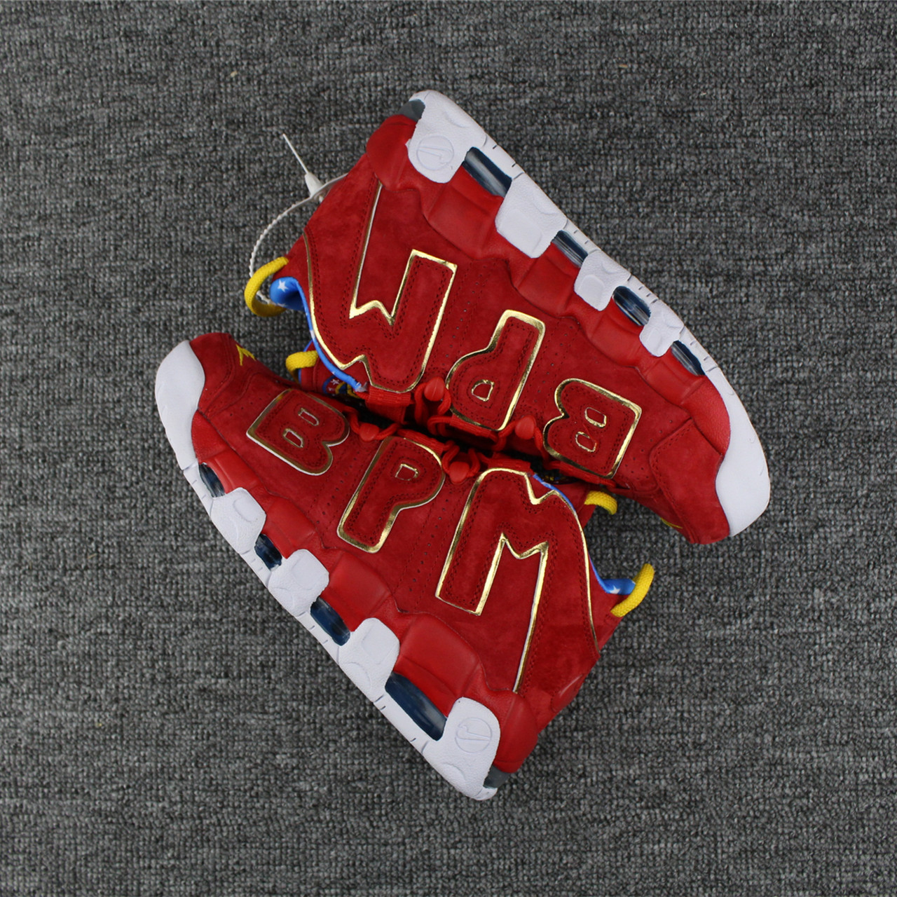 New Nike Air More Uptempo Deer Skin Red Yellow Shoes